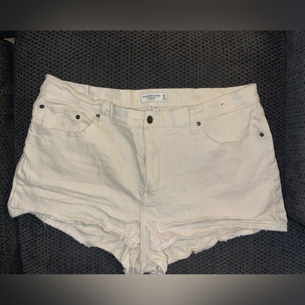 Abercrombie and Fitch cream denim shorts
